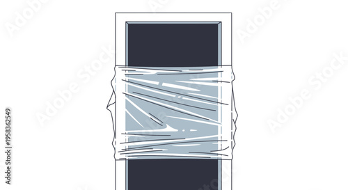 Rectangular Object Secured With Transparent Plastic Wrap Isolated on White Background for Packaging Concept