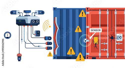 Smart Drone Technology Monitoring Shipping Containers with Sensors.
