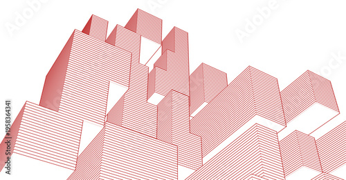 abstract architecture modular construction 3d	
