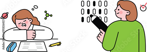 Traditional study struggles versus modern digital learning approaches