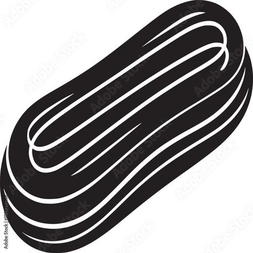 A black and white illustration of an elongated shape with multiple parallel lines inside the shape