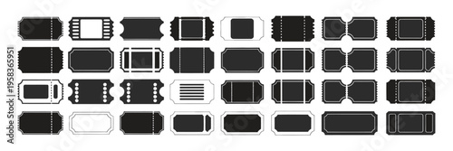 Blank Ticket Template Set Featuring Concert, Movie, Lottery and Boarding Pass Coupons, Vintage and Realistic Ticket Shapes Collection Isolated on Transparent Background