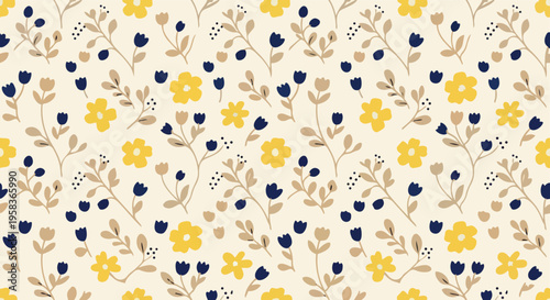 Yellow_and_Navy_Blue_Botanical_Minimalist_Seamless_Pattern