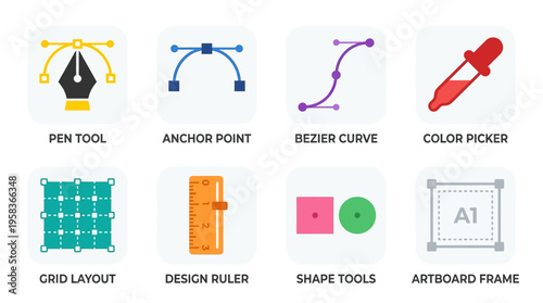 Graphic designer using vector tools and software features to create illustrations and artwork on a computer screen with precision.