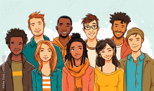 Warm Multicultural Diverse Group Young Men