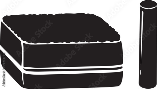 Bed mattress and pillow vector silhouette illustration for furniture store interior design