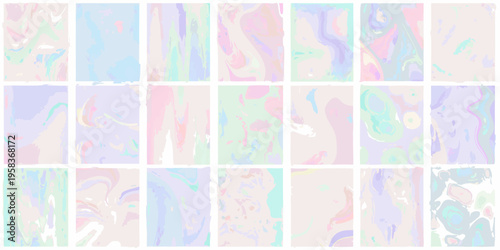 Abstract pastel marble patterns arranged in a grid formation