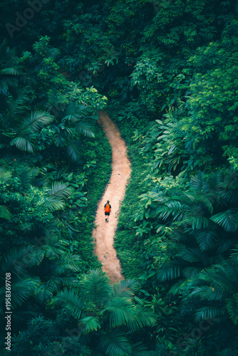 Cheerful Adventurous couple exploring winding tr