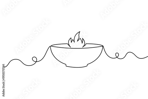 One line drawing of a healthy salad bowl minimalist food vector illustration on white background