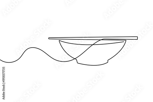 One line drawing of a healthy salad bowl minimalist food vector illustration on white background
