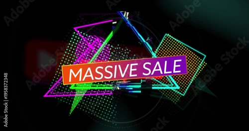 Animation of flash sale text over black background