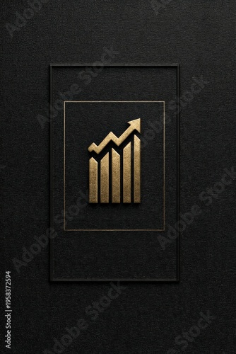 Elegant gold graph illustration on a black background representing financial growth and success
