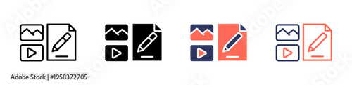 content icon set multiple style collection