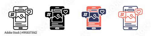 Social Media icon set multiple style collection