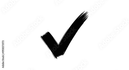 Black Check Mark Brush Stroke on White Background