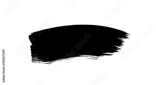 Black paint brush stroke on white background