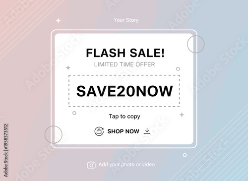 A flash sale advertisement displays a limited time offer on a colorful background with a prominent call to action.