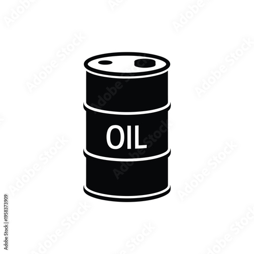 Black silhouette of an oil drum with the word oil displayed