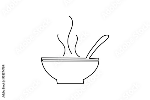 One line drawing of a healthy salad bowl minimalist food vector illustration on white background