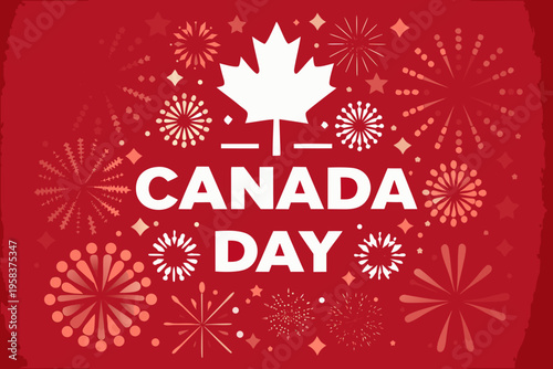 Quadro su tela A vibrant canada day celebration featuring a maple leaf and fireworks