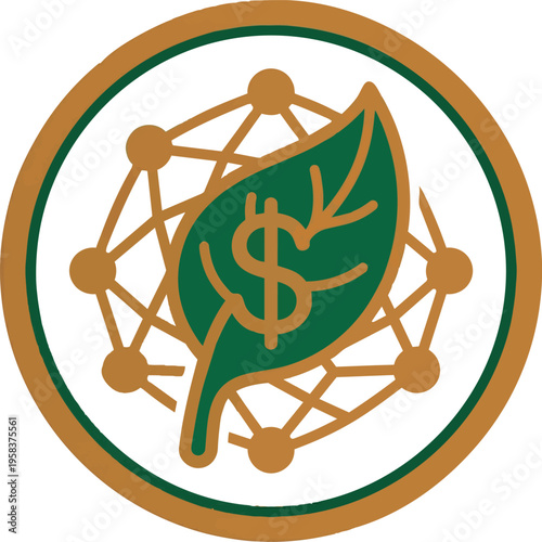 Modern Blockchain Node and Leaf Currency Vector