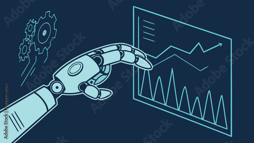 Future Technology  Business Data and Robotic Interaction Illustration