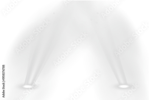 Vector spotlights png, studio lighting, light beams and transparent light effect. Golden light source. Bright lighting with spotlights. Vector isolated on transparent background.