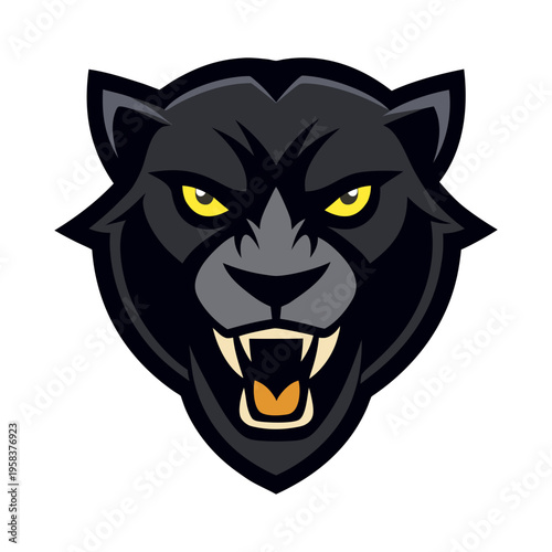 Title: Black Panther Mascot Logo Fierce Predator Head Icon