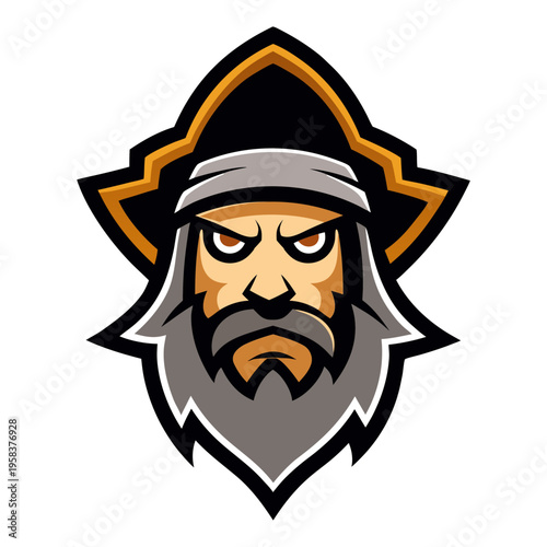 Title: Pirate Mascot Logo Angry Captain Head Icon
