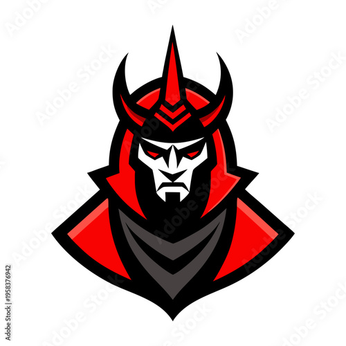 Title: Demon Samurai Mascot Logo Fierce Warrior Head Icon