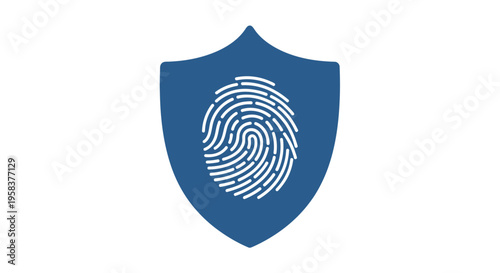 Fingerprint security shield icon digital identity protection concept