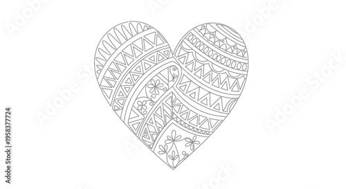 Intricate Zentangle Heart Outline Illustration