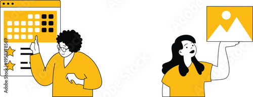 Collaborative planning and presentation of project ideas with visual aids