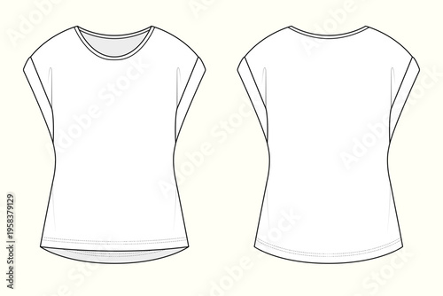 Women's Dolman Sleeve Draped Top Fashion Flat Sketch