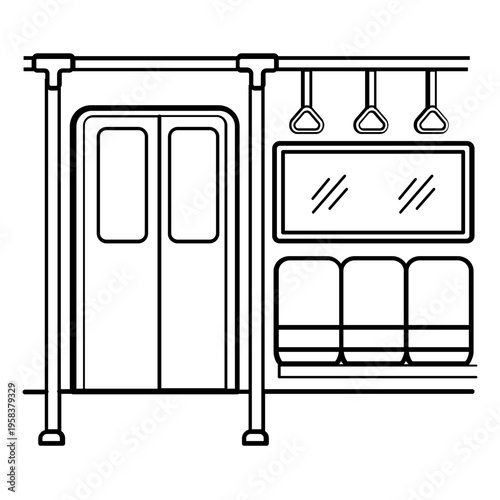 modern subway cabin concept, urban commuter train vector icon design,