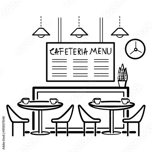 minimalist cafeteria interior concept, Urban Coffee Corner vector icon design,