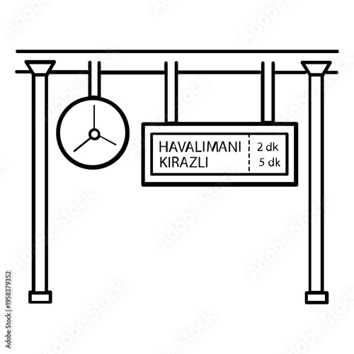 metro arrival board concept, next train schedule vector icon design, transit stop countdown stock illustration