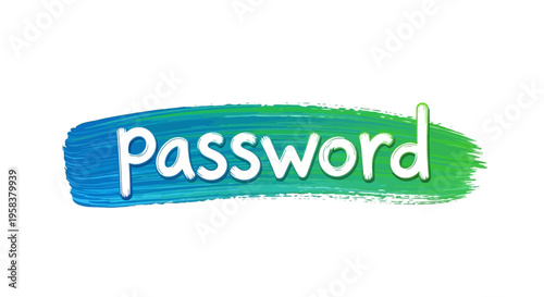 Password Text on Blue Green Brush Stroke