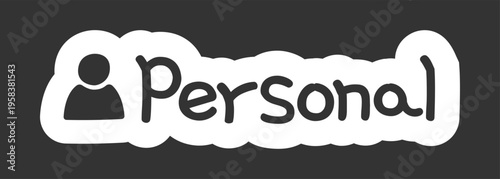 Personal black and white line drawing sticker. Private reminder. Lifestyle event. Daily task. Doodle outline illustration isolated. Minimal planner icon label design. Monochrome printable clipart