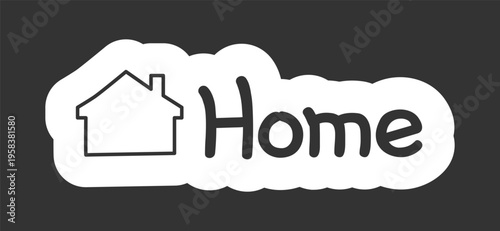 Home black and white line drawing sticker. Household task. Family plan. House daily routine. Doodle outline illustration isolated. Minimal planner icon label design. Monochrome printable clipart