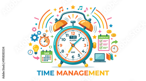 Vintage Alarm Clock Illustrating Time Management Concepts.