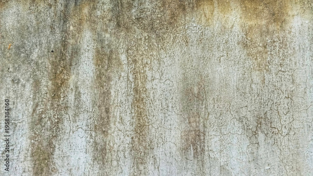 Fototapeta premium Old grunge texture, mossy white concrete wall.