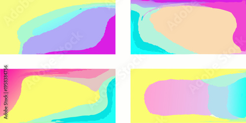 Abstract colorful squares featuring blended flowing shapes and vibrant hues