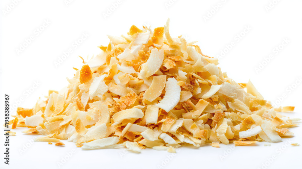 Fototapeta premium toasted coconut flakes for thai dessert topping