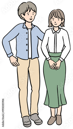 仲が良いカップルのイラスト