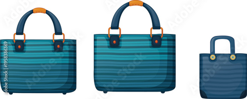 blue bag isolated on white,   set of blue bag,