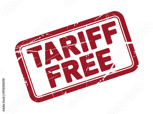 A red stamp icon with the words 'Tariff Free' on a white background