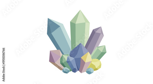 Assorted Pastel Crystals Cluster, Healing Gemstones, Spiritual Energy, Soft Colors