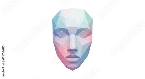 Geometric Face Sculpture, Low Poly Art, Abstract Human Head, Futuristic Design
