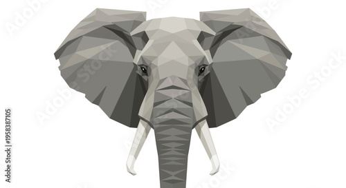 Low Poly Elephant Head Graphic - Geometric Animal Art